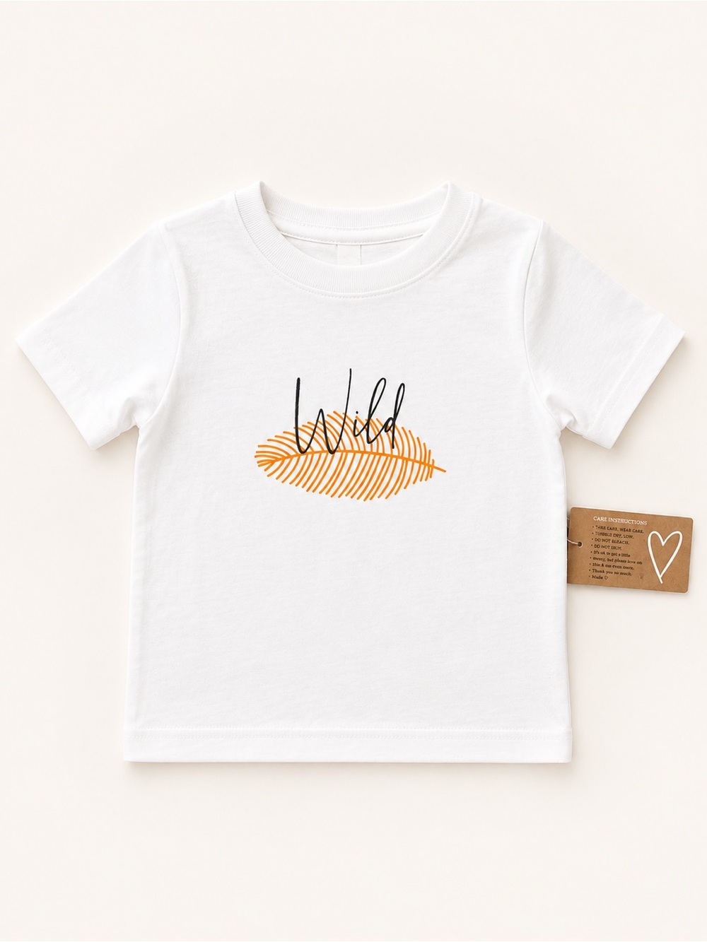 3/$30 / Small Shop White Kids "Wild" Feather Graphic Tee / Wild One / Summer